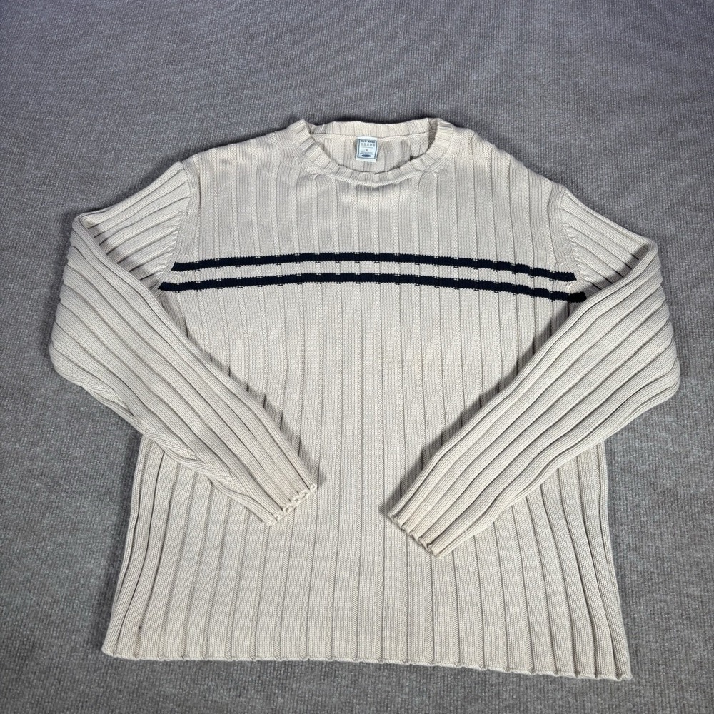 Vintage Old Navy Sweater Mens L Ivory Striped Ribbed Skater Surf Grunge Y2K